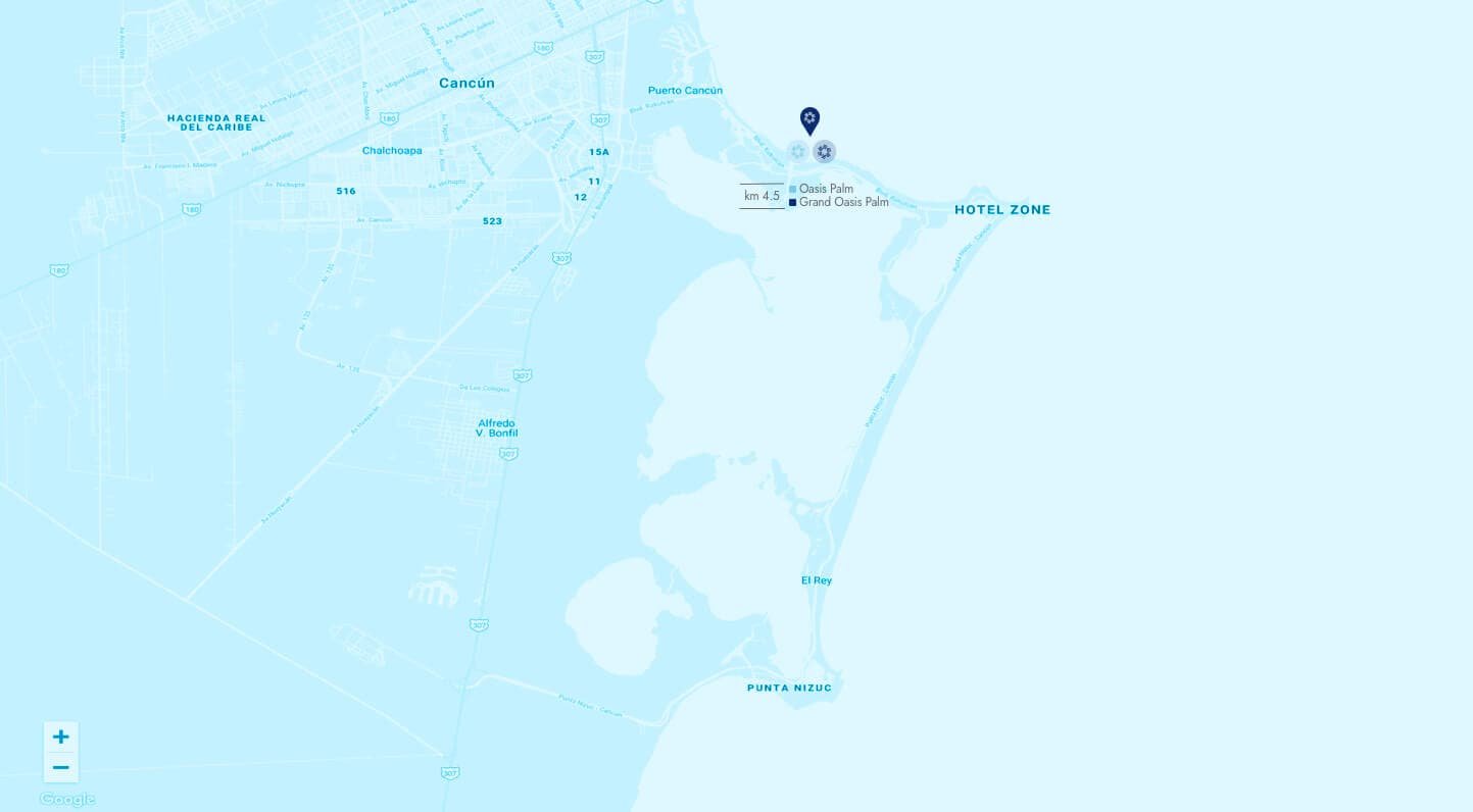 Mapa de ubicación del hotel Oasis Palm